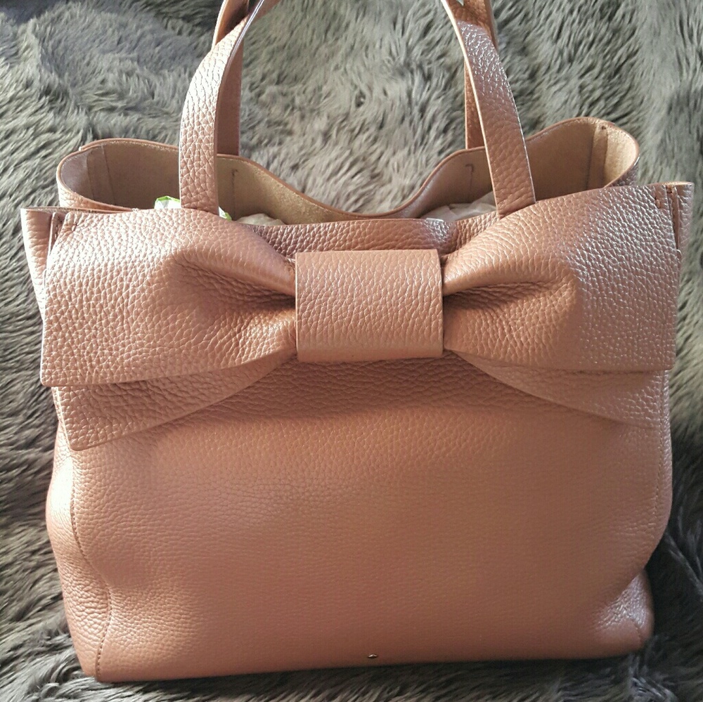 kate spade bow sachel light pink/taupe